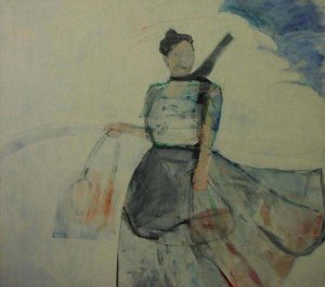 Vrouw In Wind 1988 Chris van Voorst